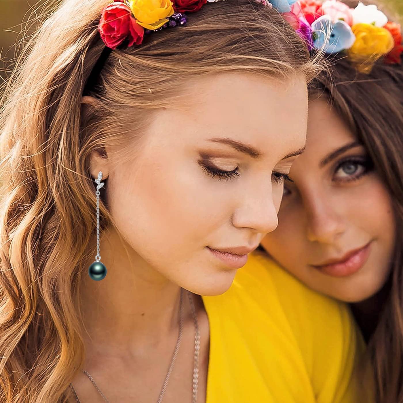 Pearl Earrings for Women With Genuine 8-10mm AAAA Quality Grey Tahitian Cultured Pearls Earring | 925 Sterling Silver Plated 18K Gold Pearl Gifts for Women Her Grandma Wife