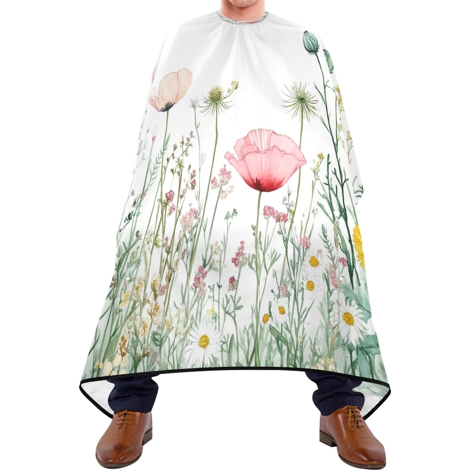 Kigai Hair Cutting Cape for Men & Women Wildflowers Poppy Waterproof Barber Cape Professional Hairdressing Salon Styling Cape with Adjustable Closure Snap