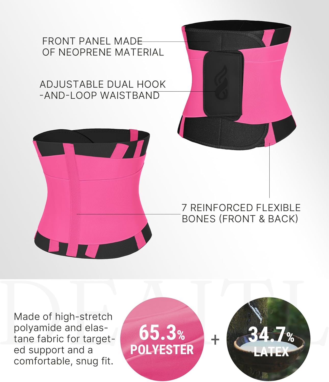 FeelinGirl Waist Trainer Belt for Women Waist Cincher Waist Trimmer Corset Adjustable Hook Loop Tummy Control Slimming - Image 5