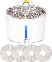 Kit Bebedouro Tipo Fonte 2,4 L Com Filtro Animus Bem Estar Healthy Pet INOX+ 4 Filtros extras para gatos e cães