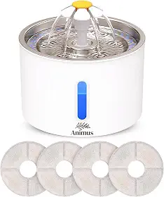 Kit Bebedouro Tipo Fonte 2,4 L Com Filtro Animus Bem Estar Healthy Pet INOX+ 4 Filtros extras para gatos e cães