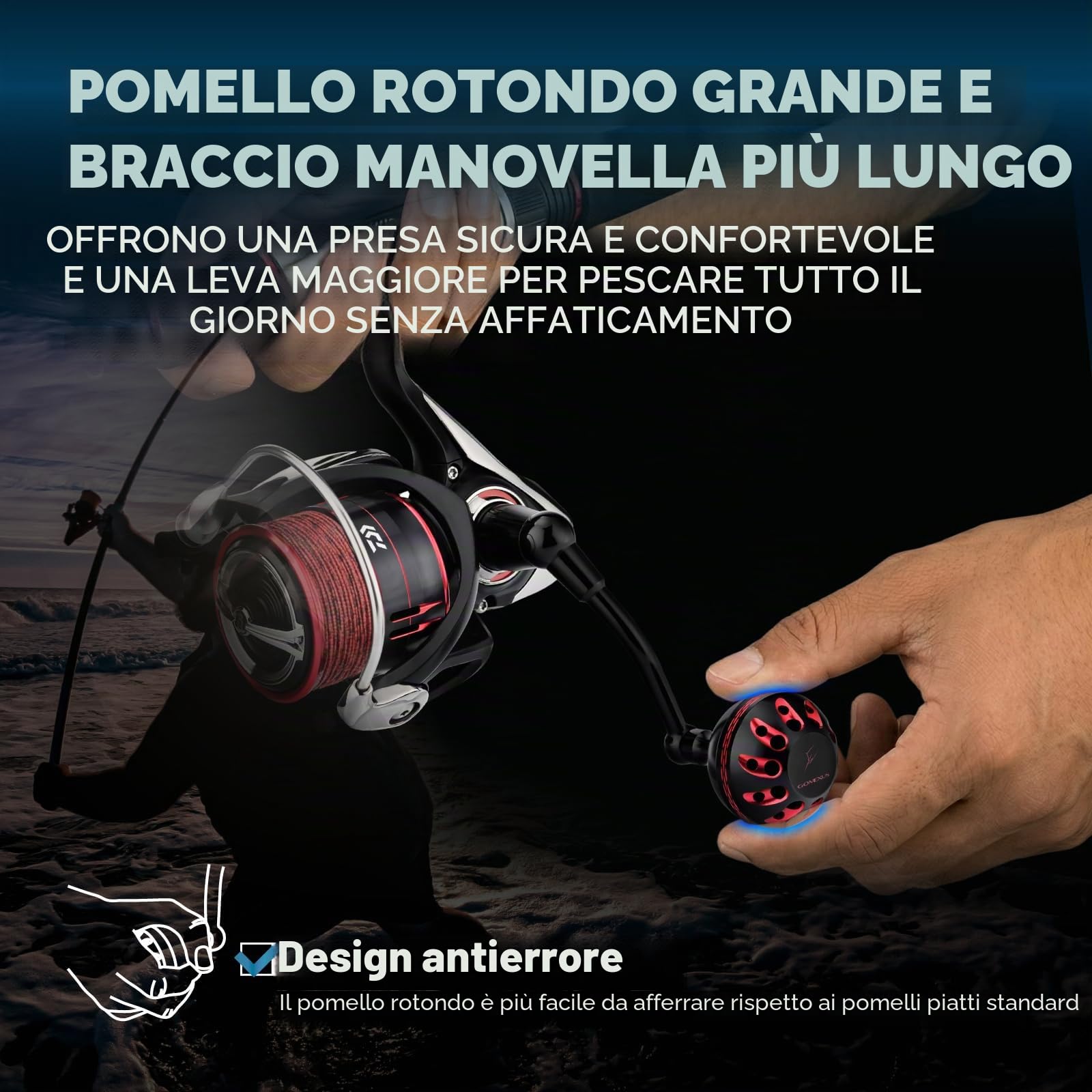 Gomexus Maniglia di Alimentazione in Alluminio per Mulinello da Spinning Daiwa Fuego LT 1000-8000