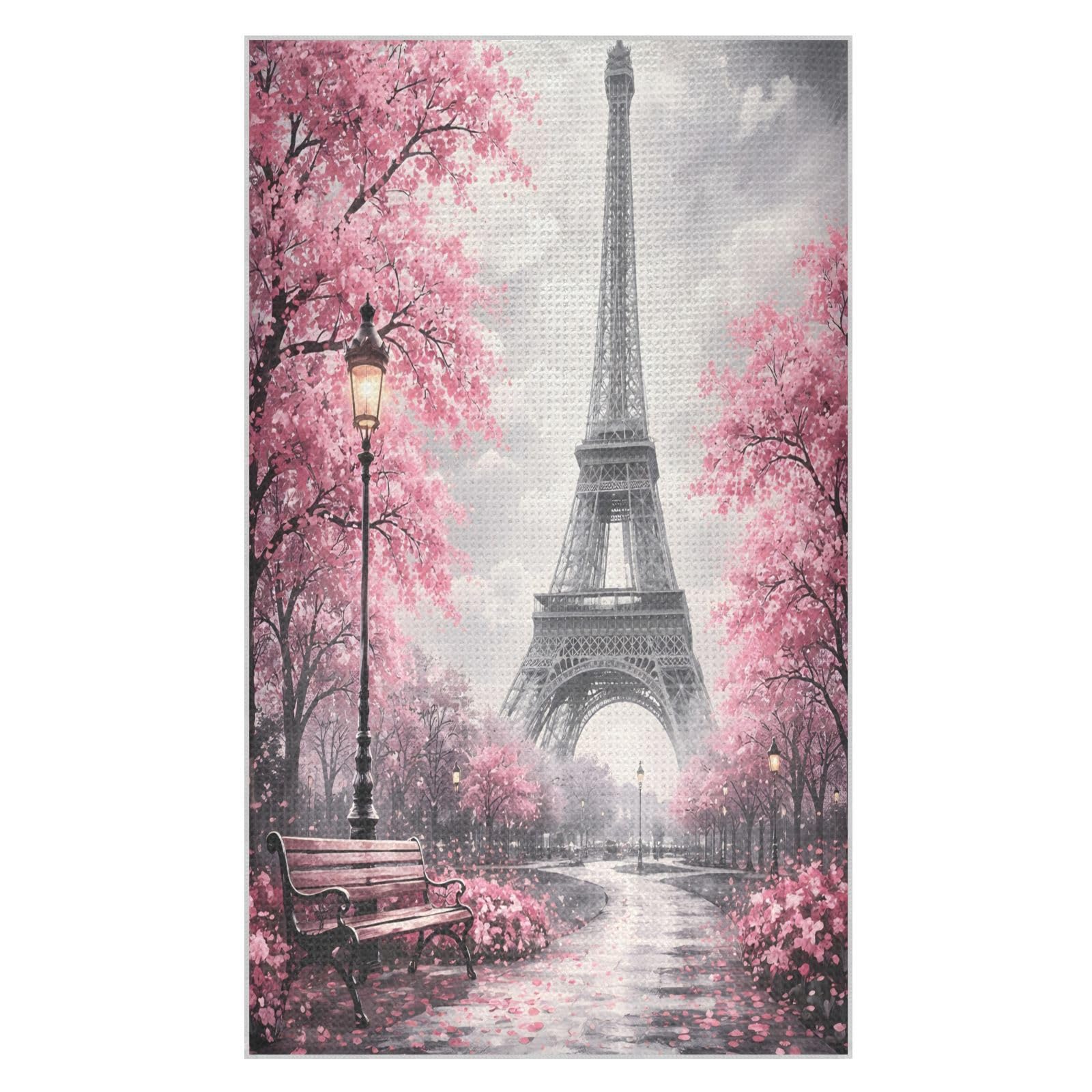 Lyeorm Eiffel Tower Paris Painting Waffle Weave Kitchen Towels 18x30 Inch Soft Absorbent Microfiber Dish Cloths