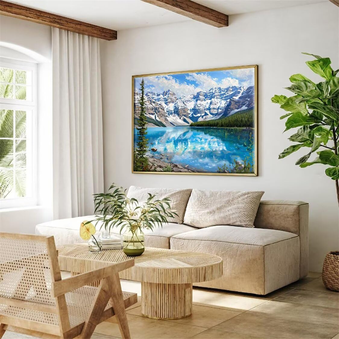 Peinture par numéro Kit, Peinture à l'huile Bricolage avec Brosses et Peintures pour Adultes Enfants Débutant, DIY Montagnes paysages Painting by Numbers Numbers Cadeaux - Sans Cadre - 80x110 cm B-529