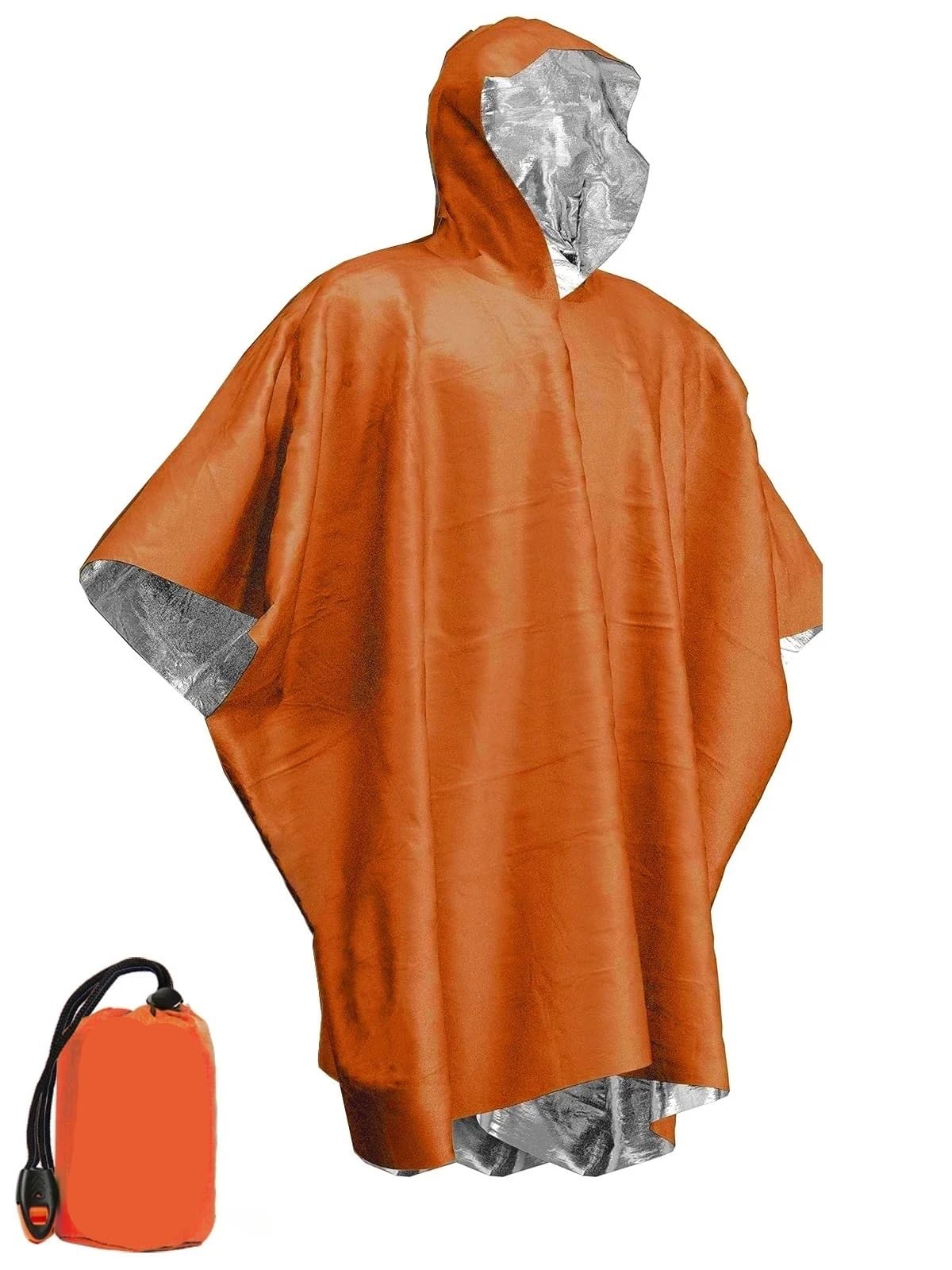 Poncho De Lluvia Chubasquero de emergencia a prueba de agua, Poncho de película de aluminio, ropa impermeable con aislamiento frío, mantas, herramienta de supervivencia, equipo de Camping(Orange)