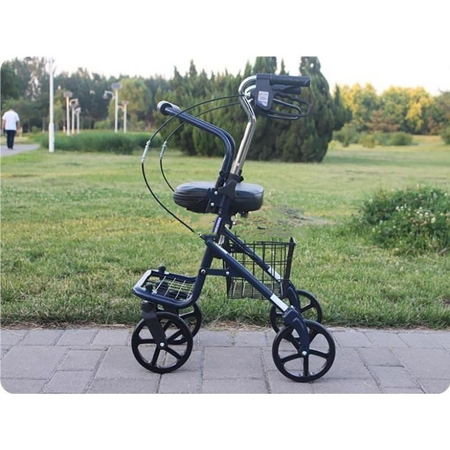 Silla portátil de movilidad – Carrito de viaje plegable para ancianos y personas mayores con asiento (ligero y ahorra espacio)
