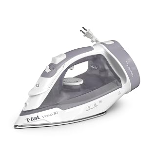 T-Fal Virtuo Steam Iron for Clothes with Retractable Cord, Portable Iron and Steamer for Clothes, Ceramic Nonstick Soleplate, 1500 Watts, Anti-Drip, Auto-Off, Scratch Resistant, Grey - Amazon product rated Grade A