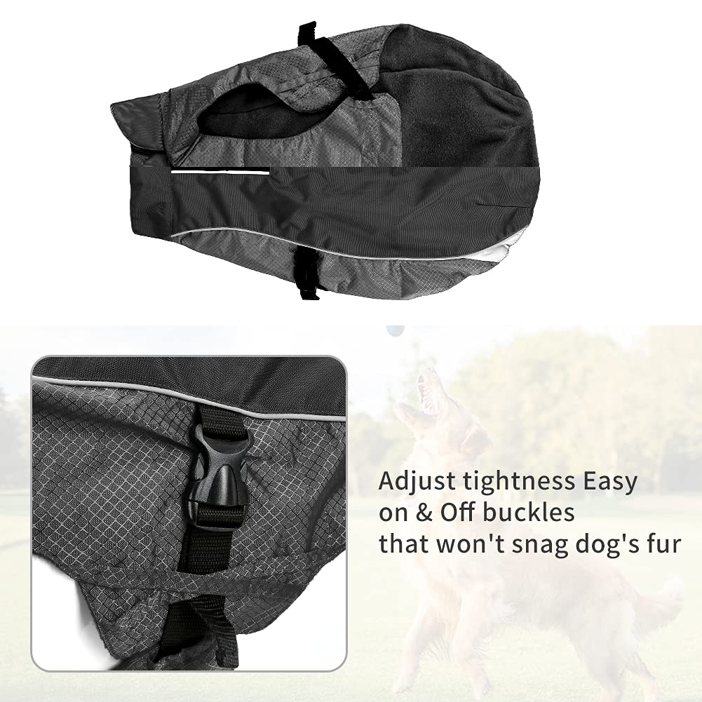 Manteau d'hiver chaud imperméable pour chien, manteau coupe-vent imperméable avec doublure en polaire, section épaisse, veste d'hiver chaude et réglable, convient pour chiens, (noir, taille 3XL)