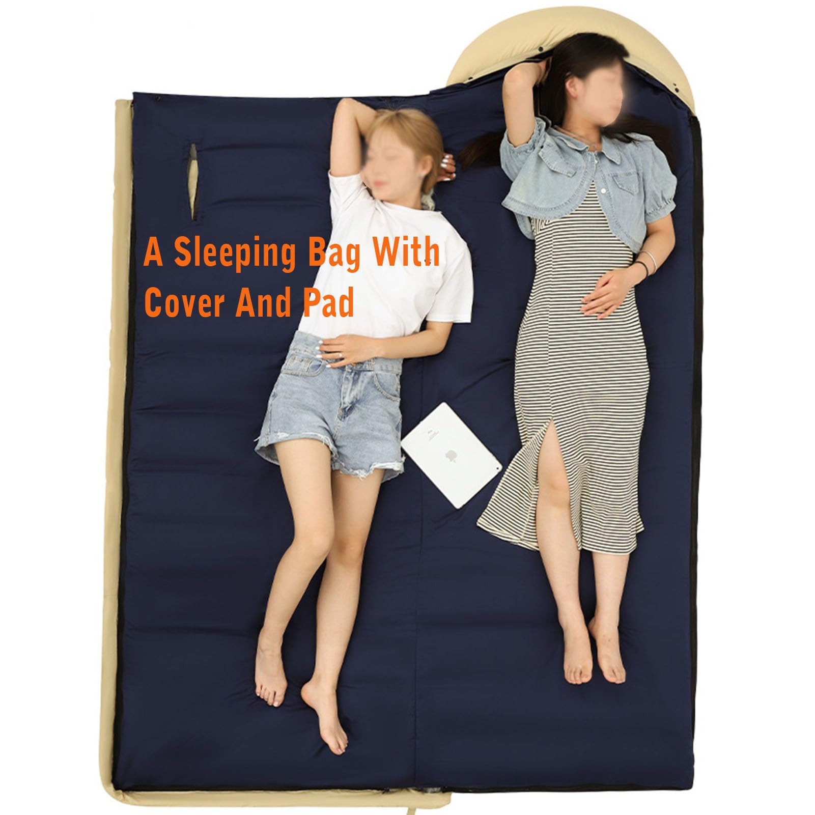 Saco de Dormir for Acampar, Sacos de Dormir livianos y portátiles con Orificios for los Brazos y Almohada Que se Pueden unir for Dos Personas, Impermeable y cálido, Adecuado for Adultos