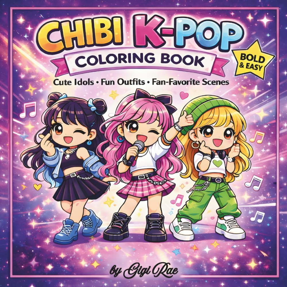 Chibi K-Pop Coloring Book: Cute Idols-Fun Outfits-Fan Favorite Scenes