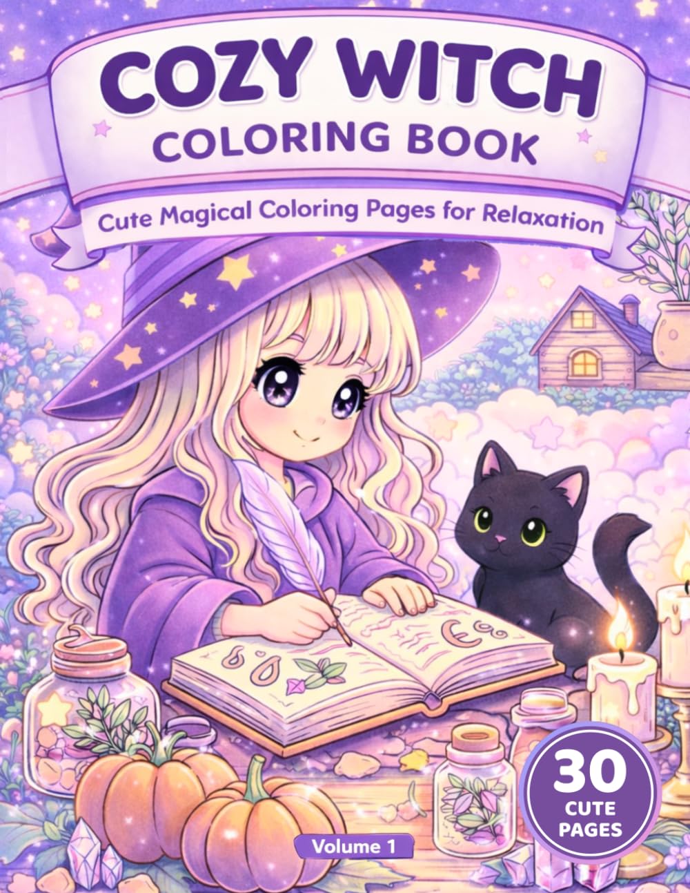Cozy Witch Coloring Book for Adults: Cute and Relaxing Magical Designs, Bold and Easy Aesthetic Illustrations for Adults and Teens