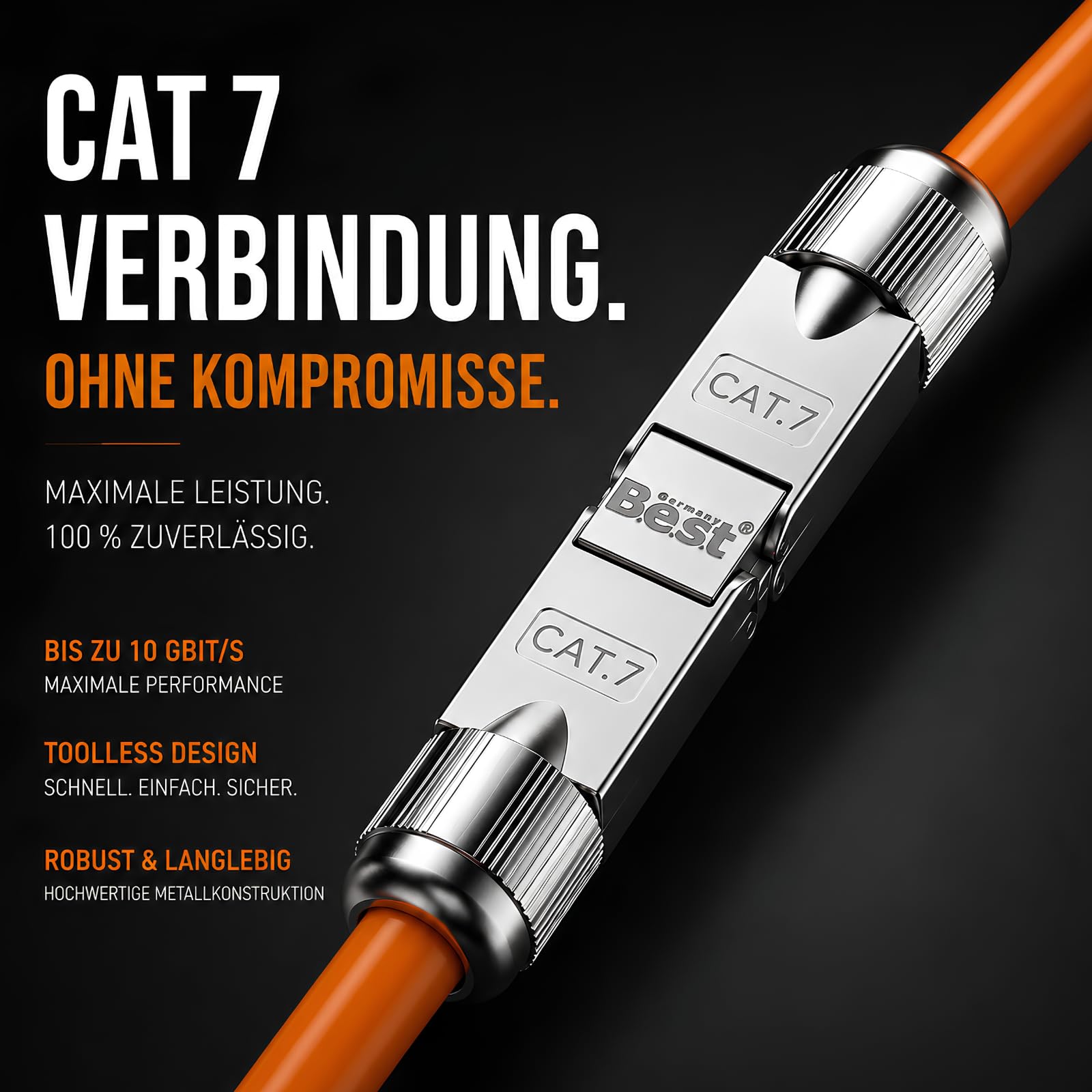 Germany B.e.s.t 8x CAT 7 Netzwerkverbinder werkzeuglos STP Kupplung feldkonfektionierbar für Ethernetkabel Verlegekabel LAN Kabel Kabelverbinder