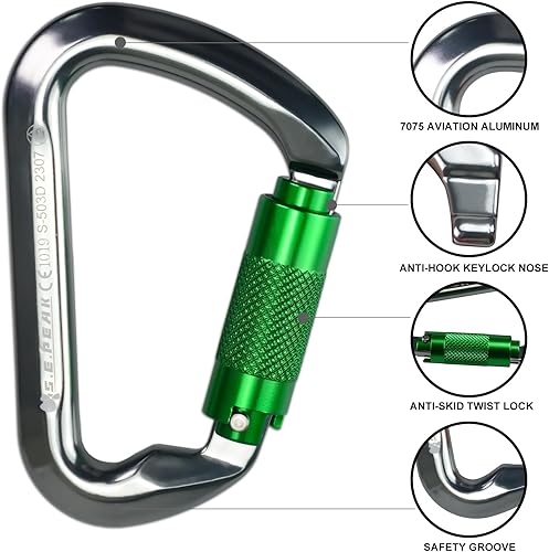 Miniatura 4 de SEPEAK UIAA - Mosquetón de escalada de 30 kN, mosquetones profesionales resistentes para escalada, montañismo, rappel, camping, senderismo,