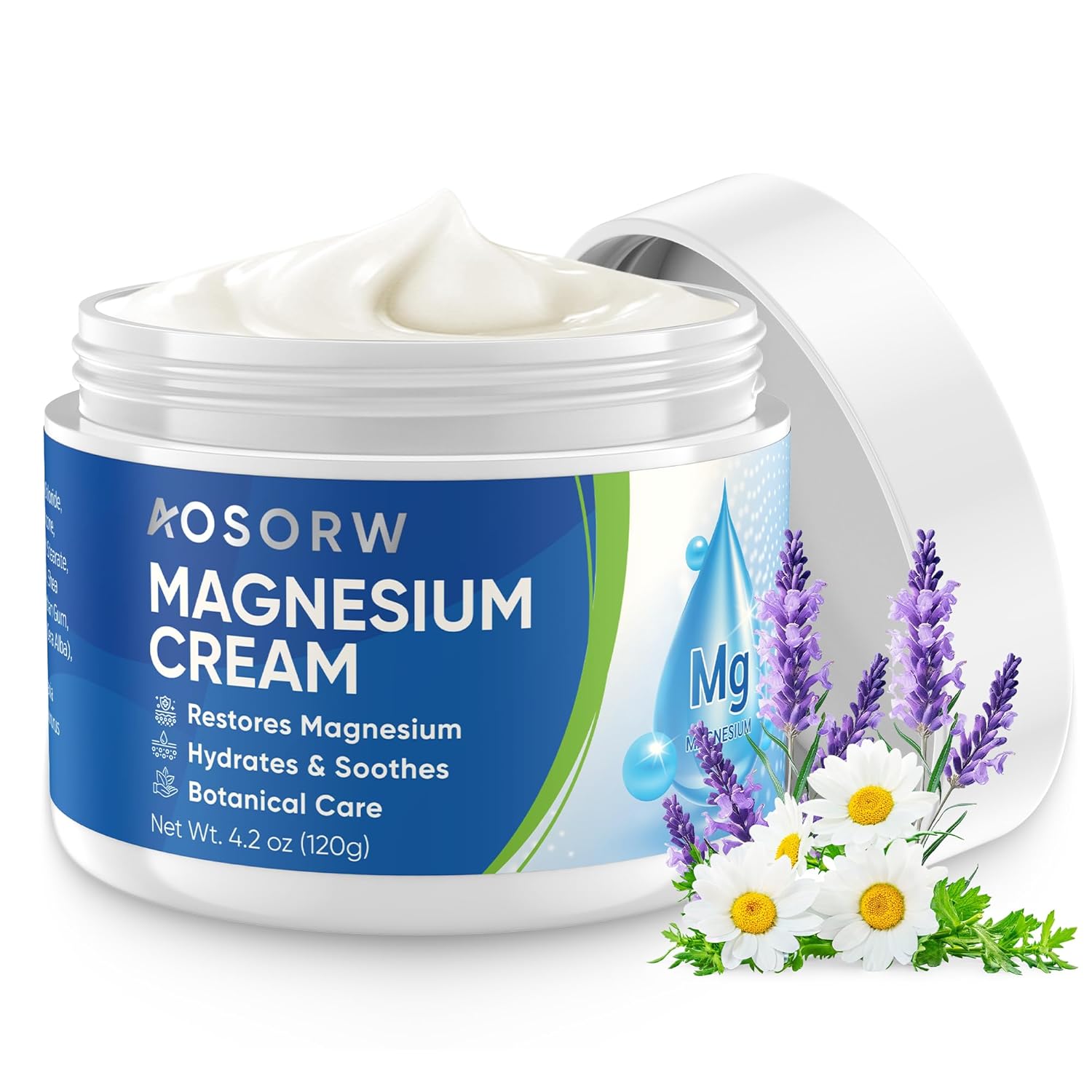 Topical Magnesium Cream for Sleep – Soothing Magnesium Lotion for Legs, Feet, and Body – Infused with Natural Herbal Extracts – 4.2oz / 120ml (Pack of 1)