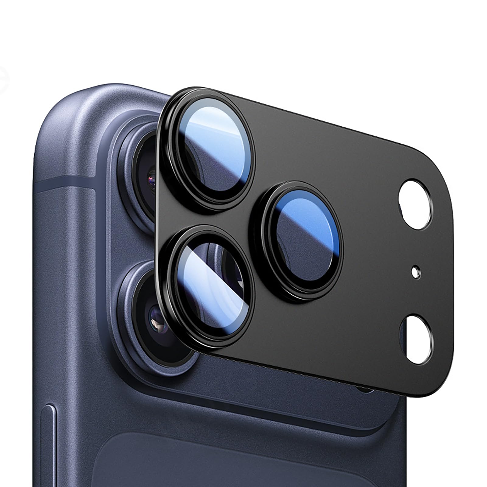 JFStene カメラカバー いphone17Pro max 用 レンズ保護 フィルム iPhone17プロマックス 対応 カメラレンズ保護 アルミ 強化ガラス 9H硬度 キズ防止 耐衝撃 高透過率 極薄 一体感 防塵 全面保護 1枚入り (ブラック, iPhone17ProMax 用)
