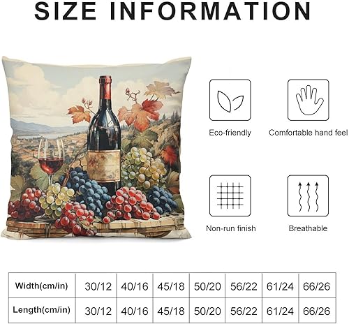 Miniatura 2 de Funda de cojín cuadrada con patrón de vino retro vintage estilo Francia, funda de cojín cuadrada de 16 x 16 pulgadas, botella de vino, uvas, cojines