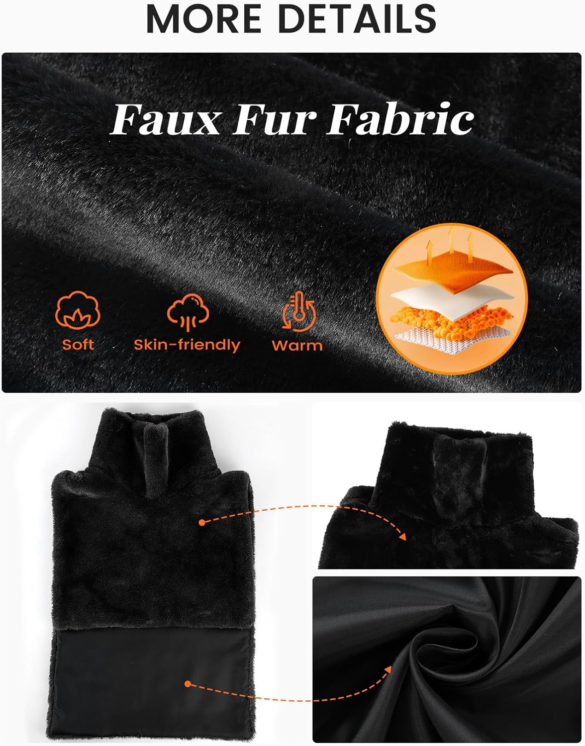 Wyeysyt Women Faux Fur Vest Fluffy Mock Neck Plush Pullover Shawl Winter Cropped Waistcoat - Image 6