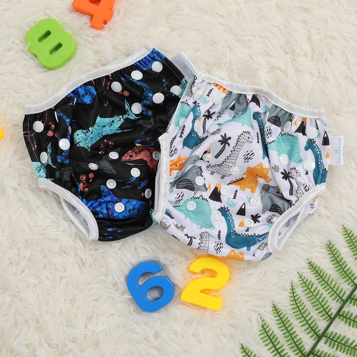 storeofbaby Reusable Swim Diaper Baby Washable Adjustable Dinosaur Shark Pool Pants one Size