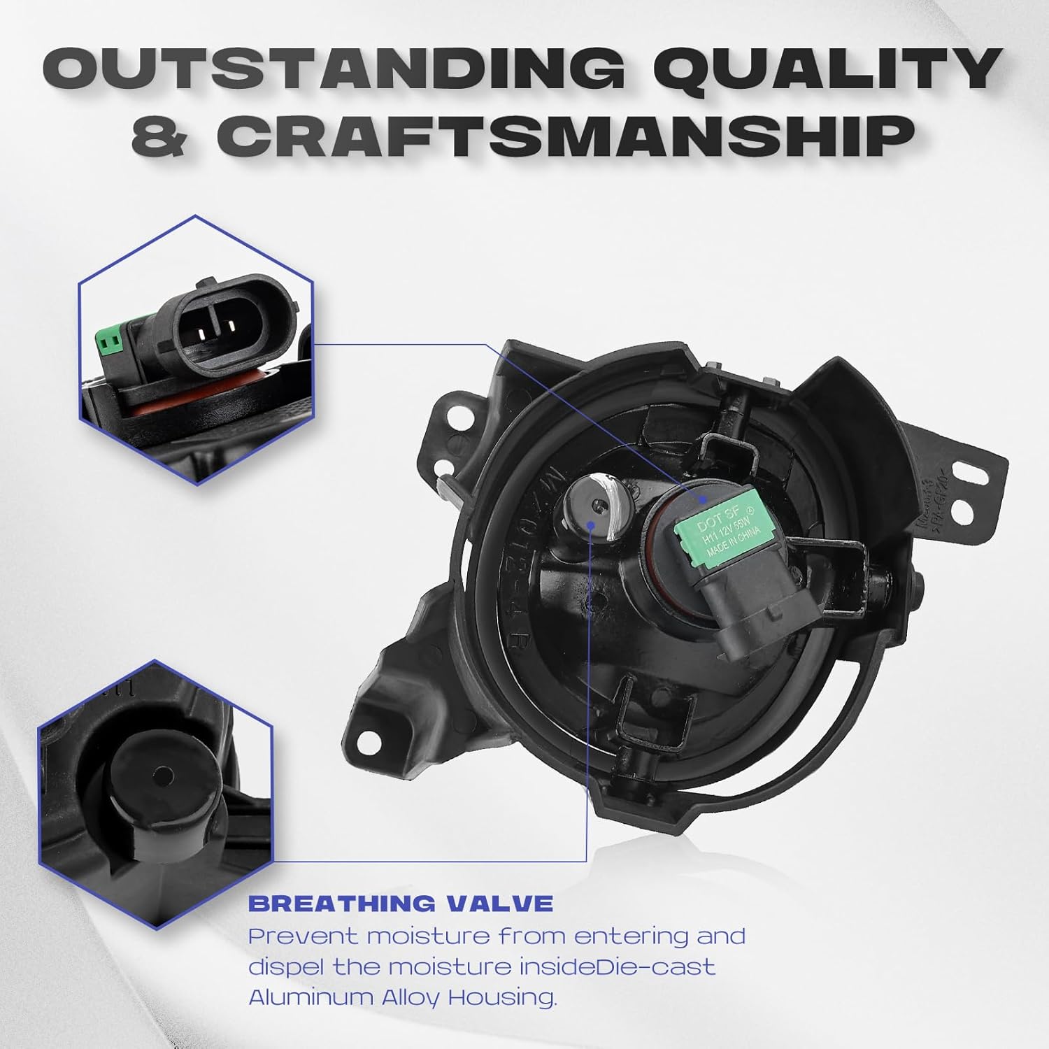 RP Remarkable Power, Fit For 2013 2014 2015 6 Fog Lights Bumper Lamp Assembly Left & Right w/H11 Bulb FL7068
