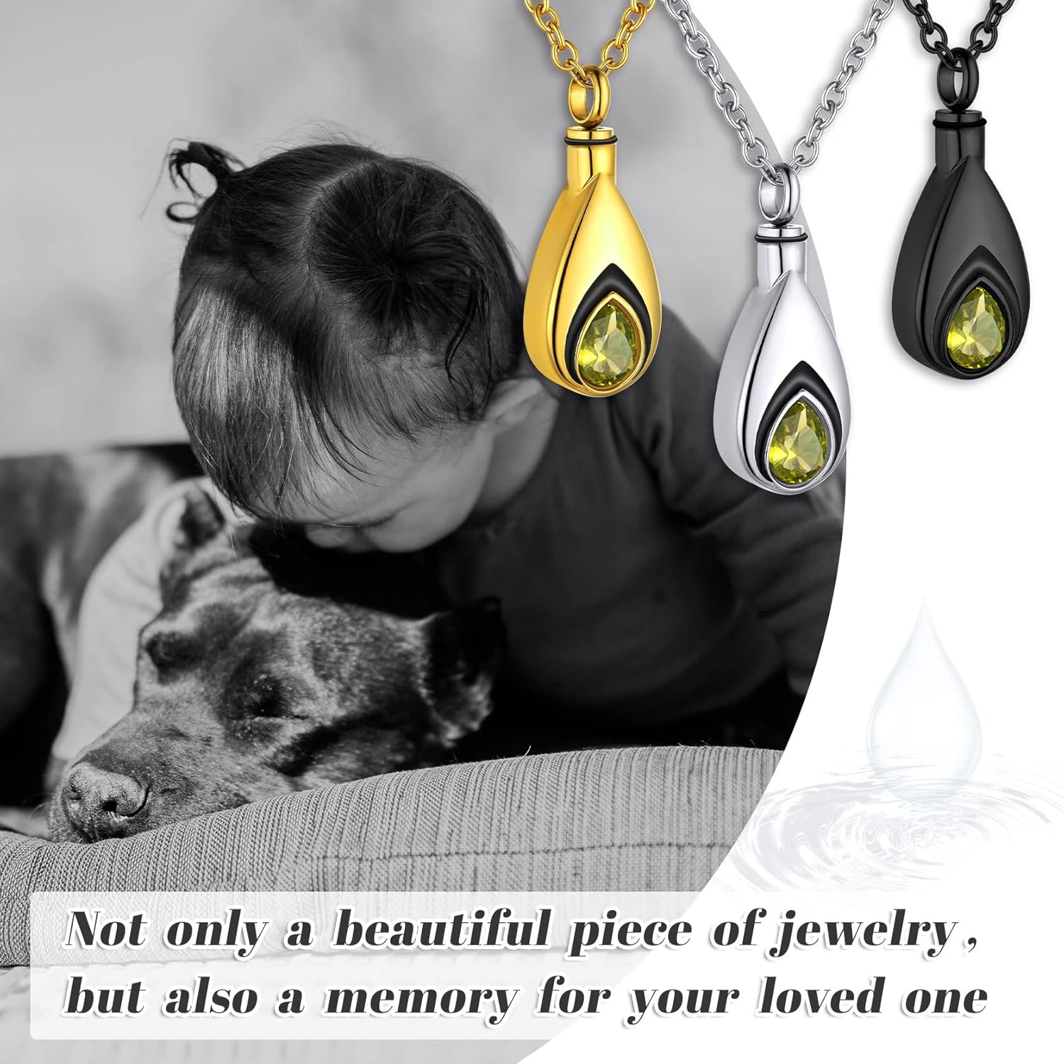 GOLDCHIC JEWELRY Urn Necklace For Ashes with Birthstone For Women, Teardrop Ash Necklaces Memorial Keepsake Jewelry