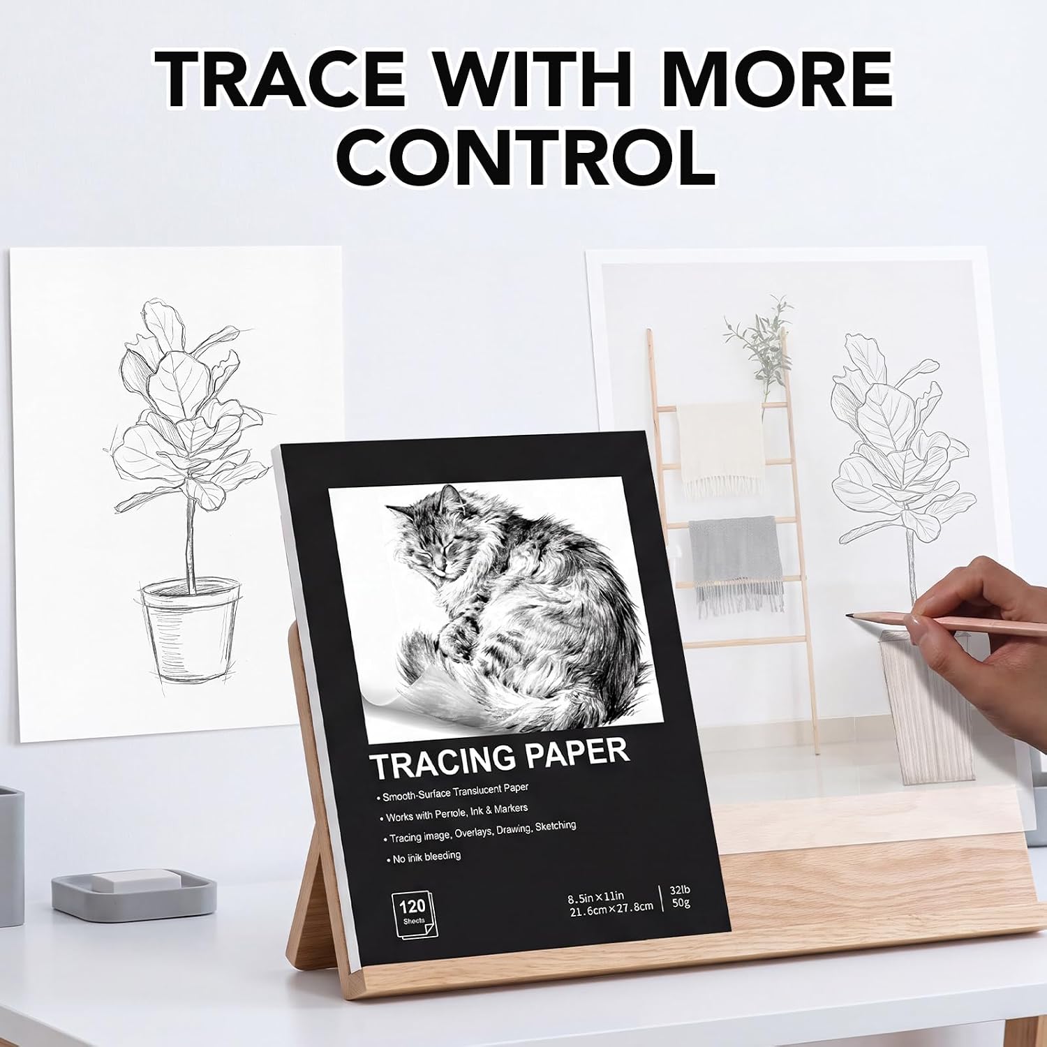 120 Sheets Tracing Paper for Drawing, 8.5 × 11In Translucent Trace Paper