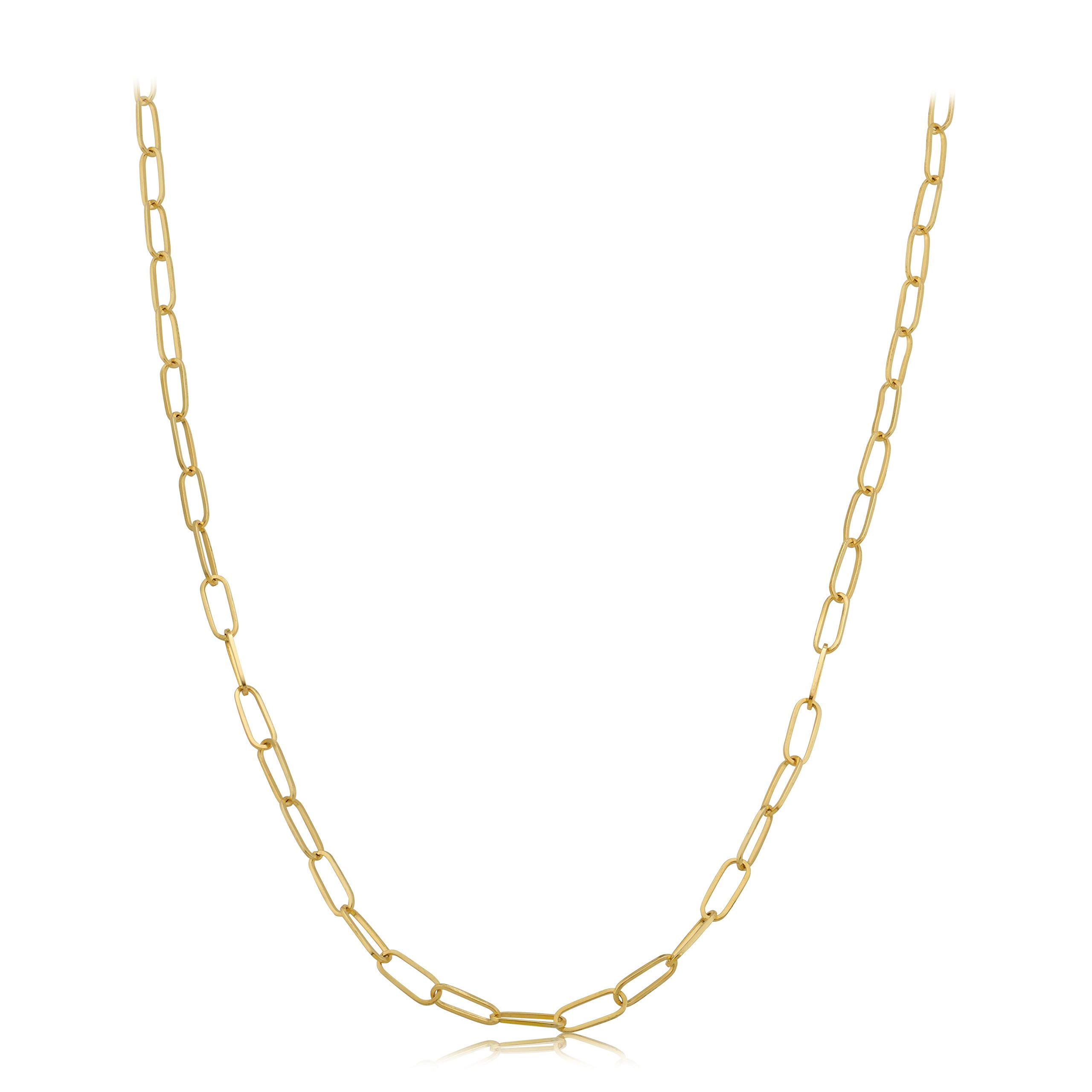 LoveBling 14k Yellow Gold 3mm Paper Clip Link Necklace
