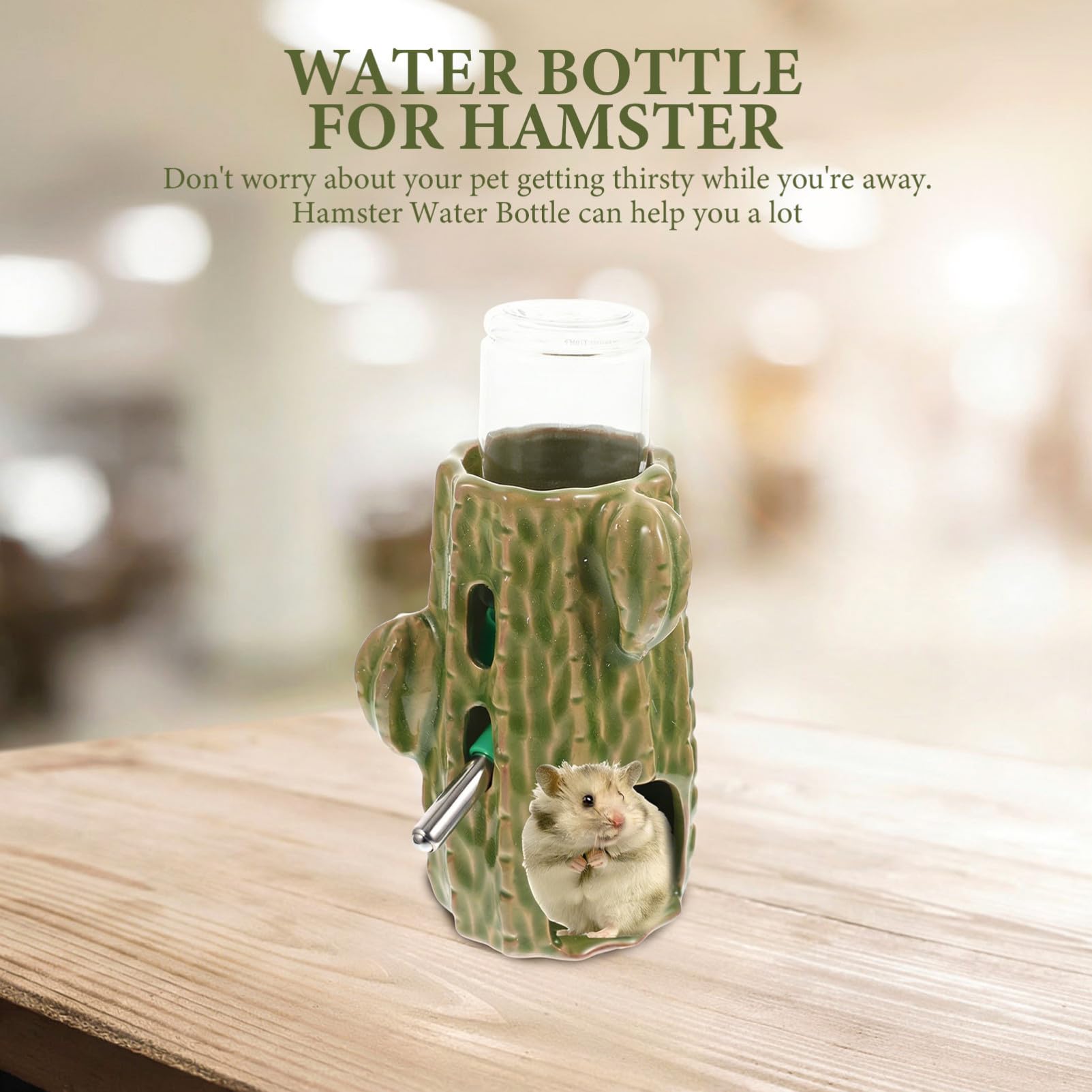 Hamster Trinkflasche mit Halter 80ml Keramik Grün 1 Satz