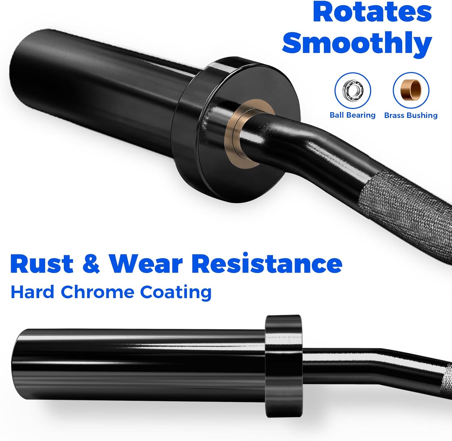 RitFit 2 Inch EZ Curl Bar with Weights, 350LBS Capacity Olympic Barbell for Bicep & Triceps, Home Gym Strength Training