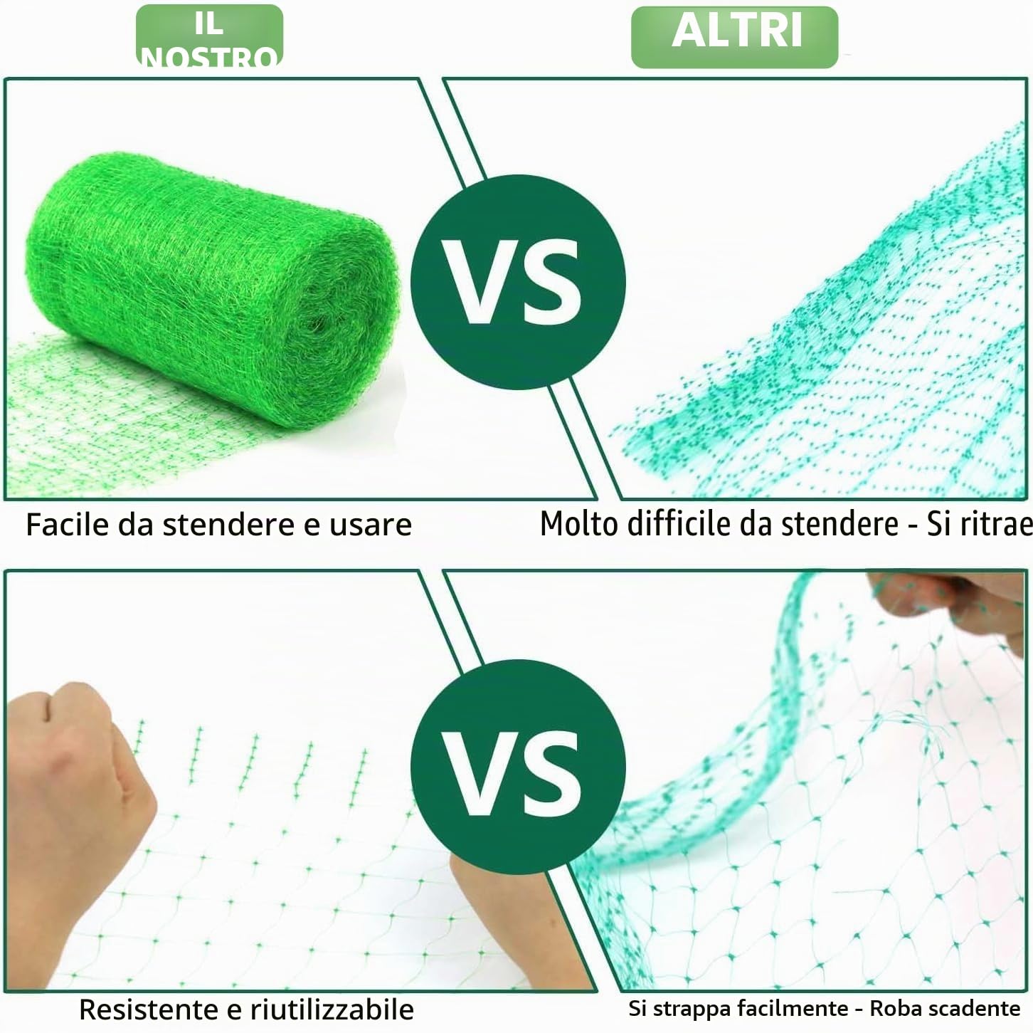 LATERN 2,1m x 30,5m Rete Anti-Uccelli in Plastica, Rete per Piante da Giardino Rete di Protezione per Frutto Alberi Verdure Fiori Piante Vigneti Recinzione - con 50 Fascette + 10 Picchetti a U (Verde)