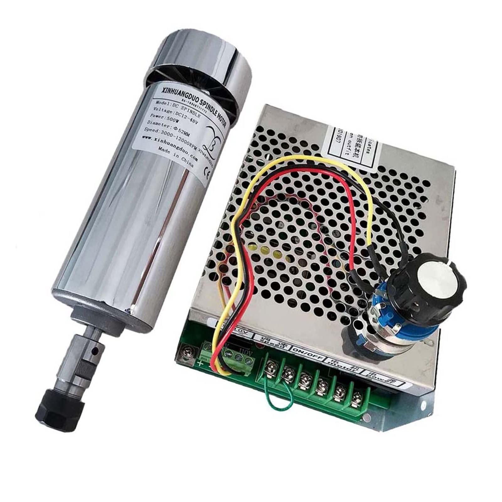 Mooilko Package 4 Air Cooled 0.5Kw Cnc Spindlemotor Kit Er11 Chuck 500W Spindle Motor + Power Supply Speed Governor For Engraving Smooth Running(Package 4)