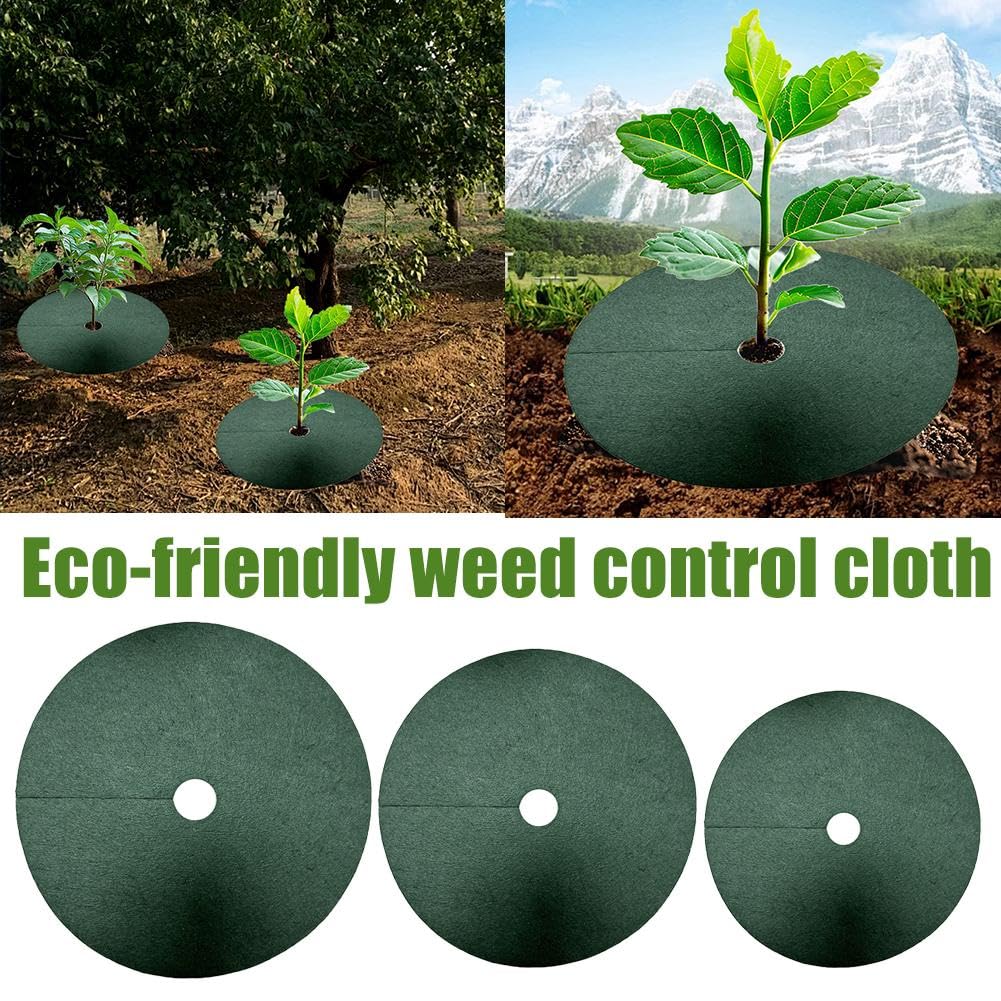 Weed Control Mats YHNHT Tree Mulch Ring, Non Woven Tree Protector Mat ...