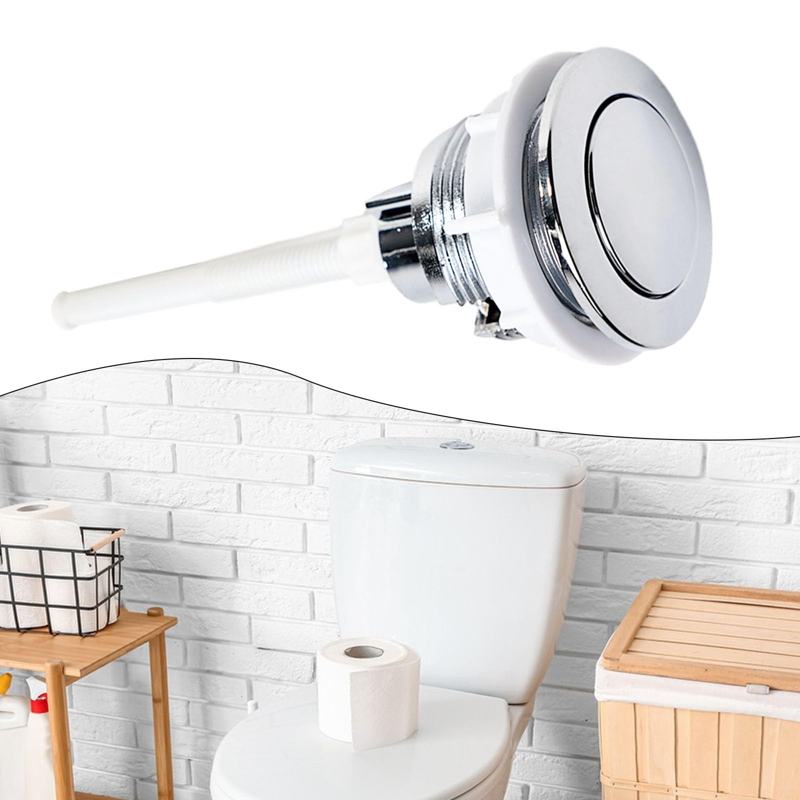 Toilettenspülung mit zwei Drucktasten, Toiletten-Druckknopf mit Einzelspülung, verchromt, Spülkasten-Ersatz