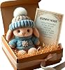 Eznaobo Mini Bunny Hug Cute Easter Gift, Mini Bunny Hugs in Box, Little Pocket Easter Bunny Hug, Soft Floppytiny Easter Bunnies, Emotional Support Positive Crochet Bunny for Women Men (Blue)