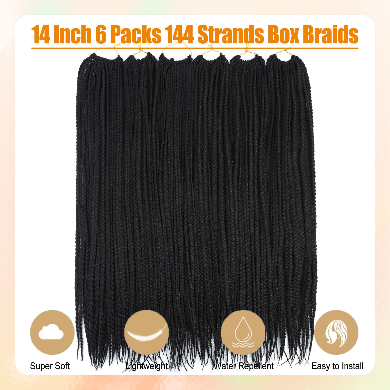 AMLUCKS Box Braids Crochet Hair 6 Packs Pre Looped Knotless Medium 3X Braids Goddess Box Braids Crochet Hair Extensions for Black Women Braiding Hair (1B# - Image 4