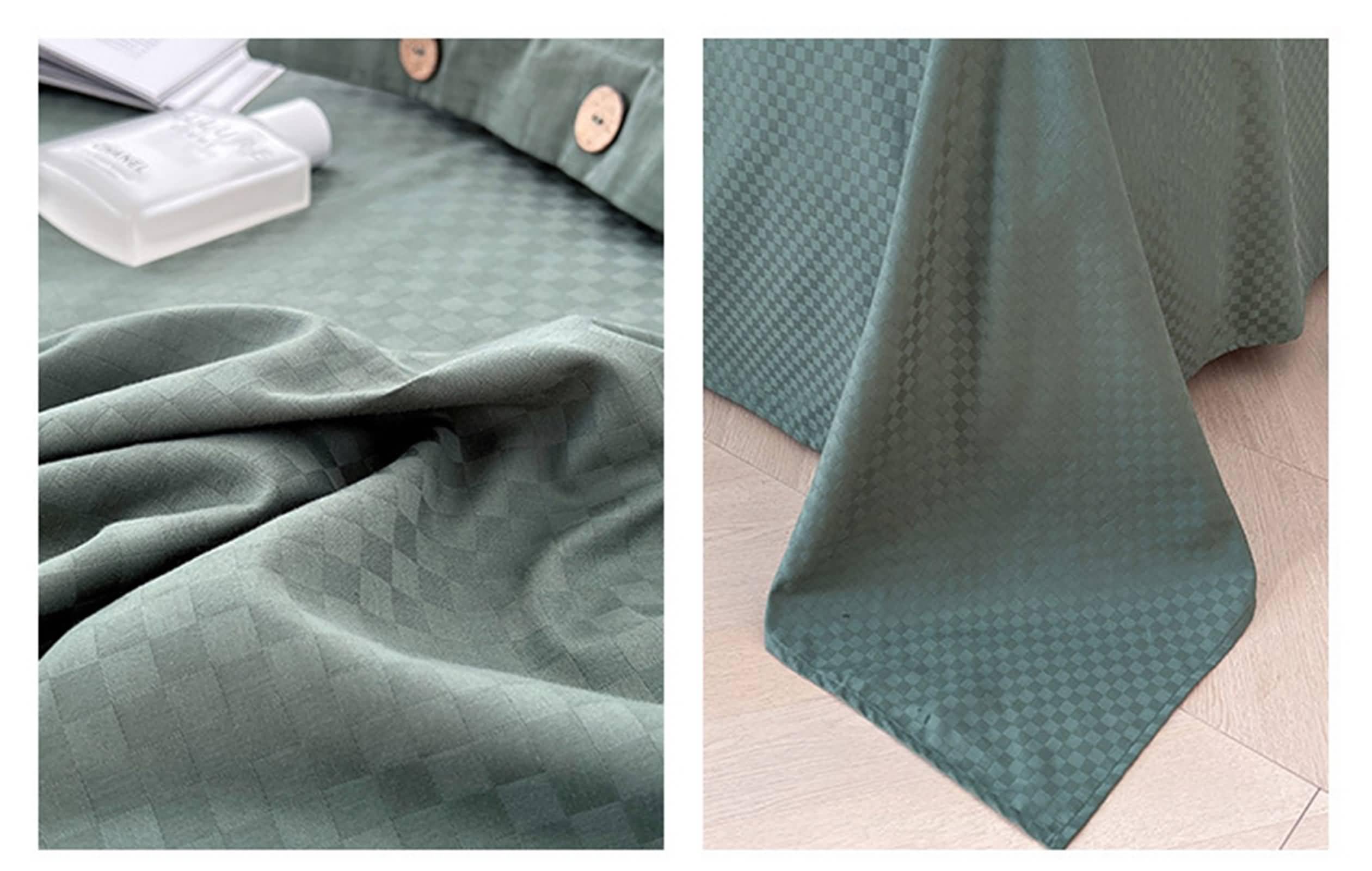 Sabana Proyector 230x250cm,Sabanas Cama Verano Patrón de Cuadros Sabana Encimera Verano Verde Oscuro