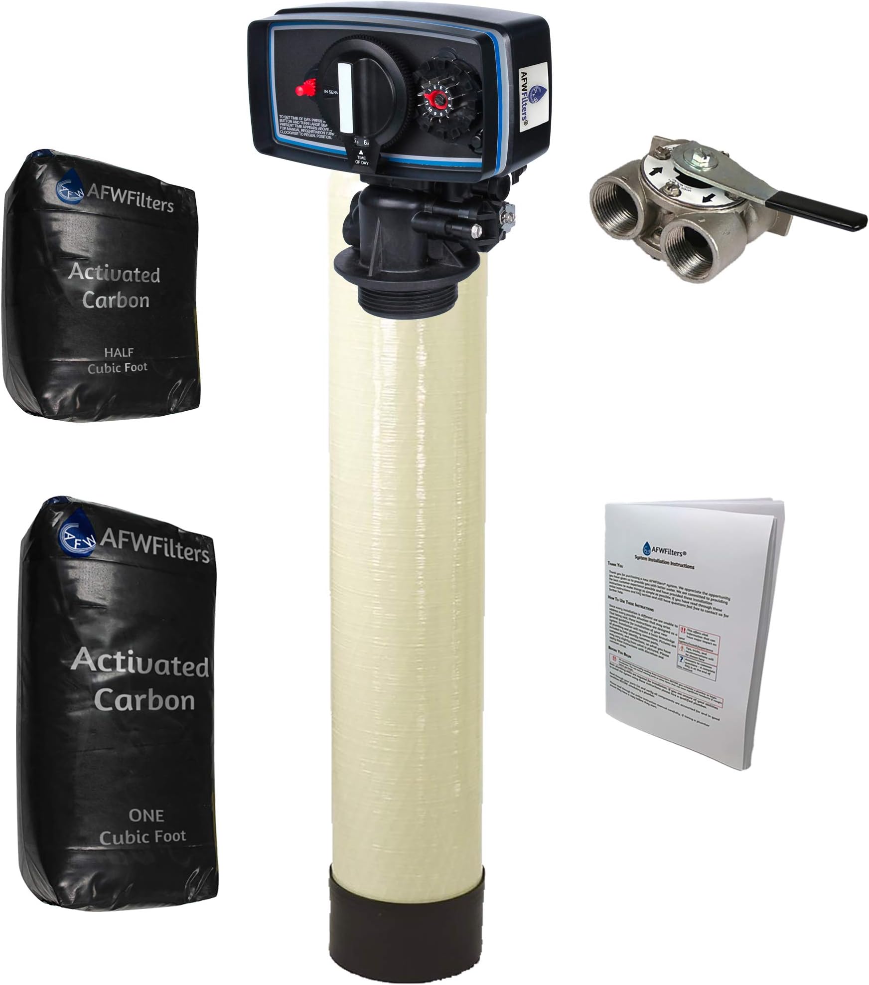 CB1.5-56 Carbon Tank System Whole House 1.5 cu. ft. Fleck 5600 Filter Valve black