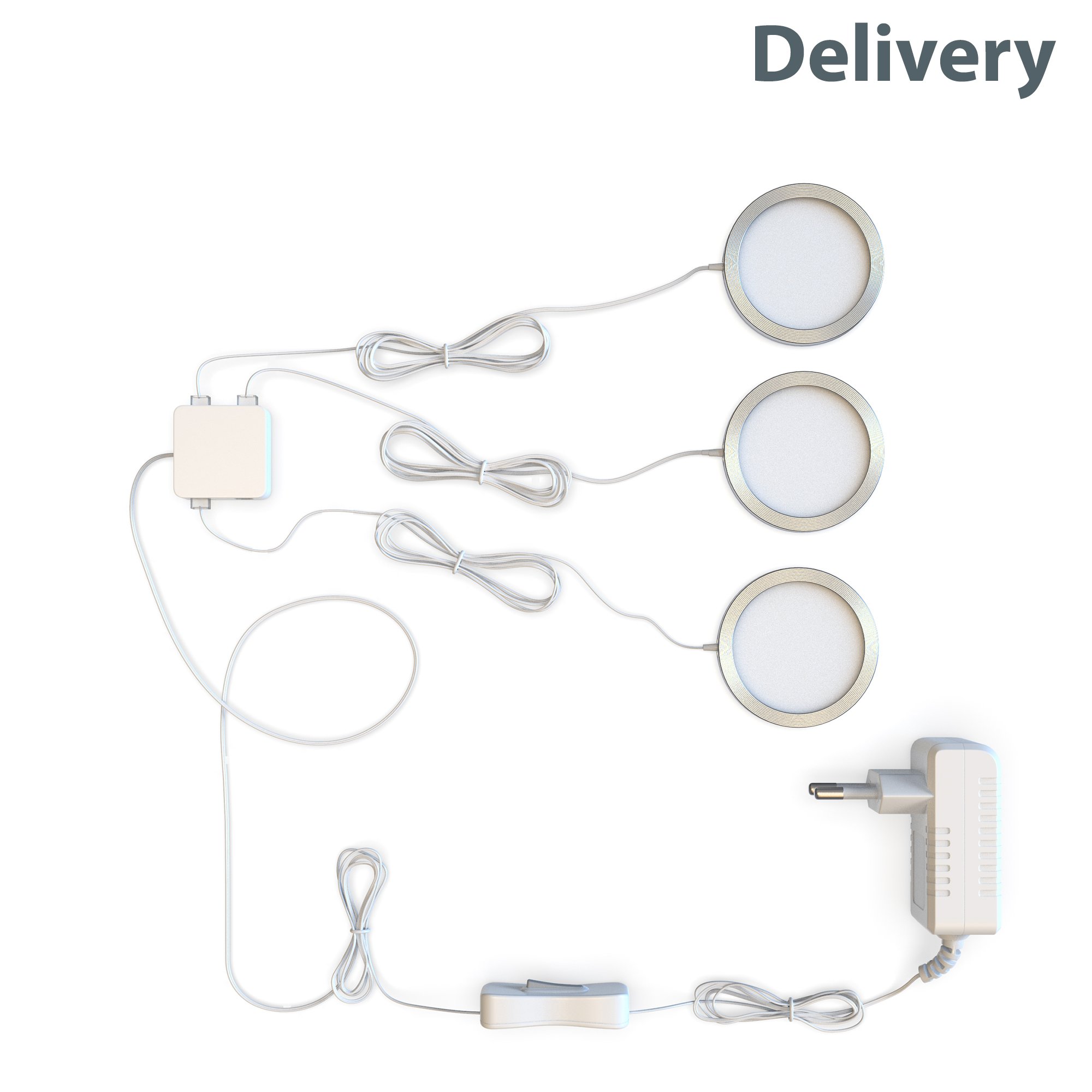 B.K.Licht - 3er Set Unterbauleuchte mit Kabelschalter, warmweiße Lichtfarbe, je 1,8W, Unterbaulampe Küche, LED Lichtleiste Küche, Schrankbeleuchtung, LED Lampe, 5,9x0,95 cm, Aluminiumfarbig