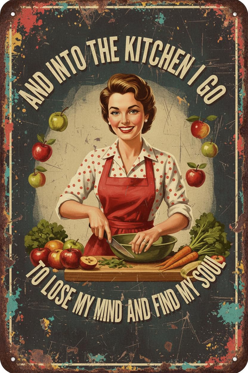 Into The Kitchen Lose My Mind Find My Soul Tin Sign, 8x12 Inch