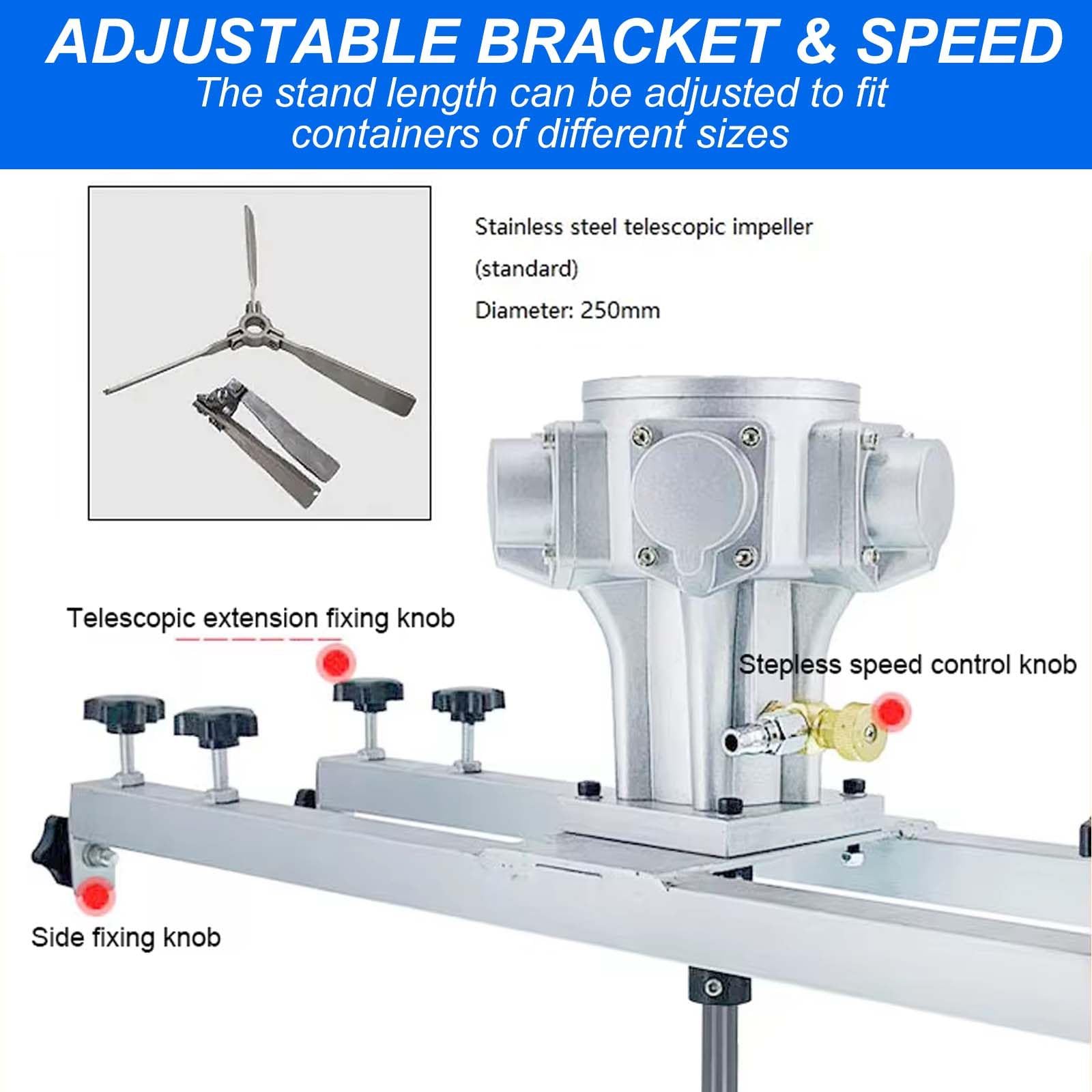 1HorsePower - Coleccionador de depósito industrial IBC para disolventes de tinta líquida, potente mezclador de pintura para uso comercial, para trabajos de pulverización/productos químicos