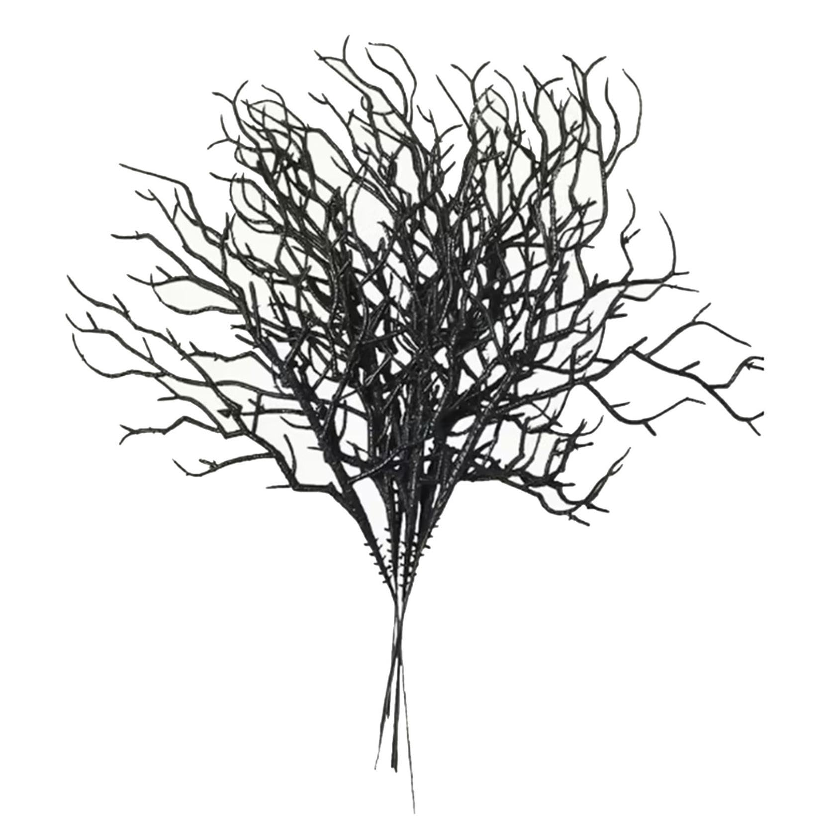 12PCS Black Manzanita Branches Halloween Artificial Antler Decorative Twigs Halloween Floral Picks Stems Faux Black Dried Tree for Vase Filler Wedding