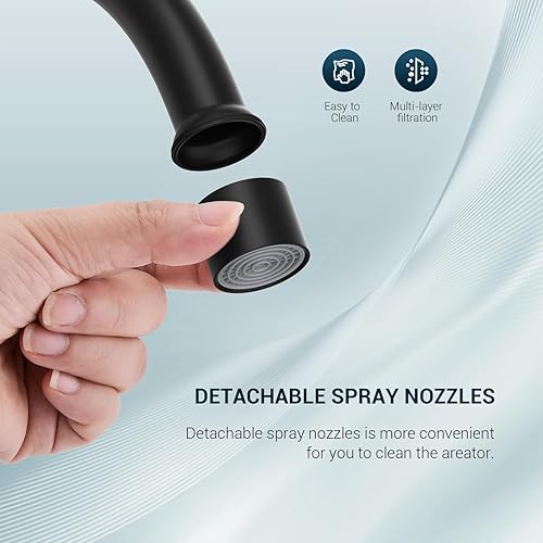 Vista 15 de Grifo de cocina con rociador lateral, níquel cepillado de arco alto de 8 pulgadas, 2 asas, acero inoxidable, grifo de fregadero de cocina para 4