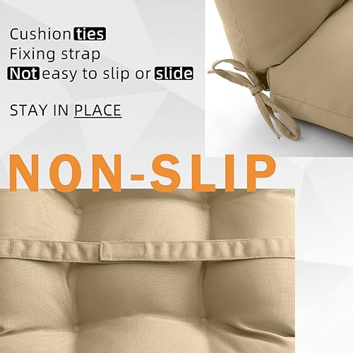 Miniatura 3 de Almohadillas para silla, cojines de asiento y respaldo, impermeables, sólidas, para interiores y exteriores, con lazos, resistentes a la