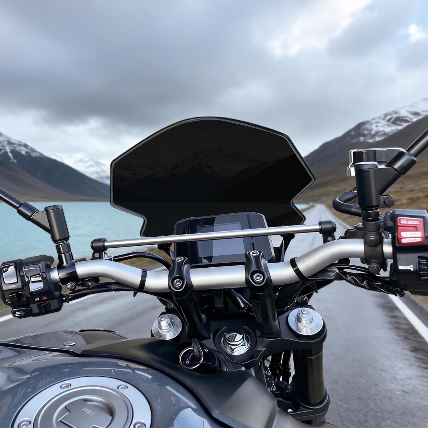 12" Motorcycle Windshield for MT09 MT-09/SP FZ09 2021 2022 2023 Windscreen Front Wind Deflector with Mounting Bracket, Black