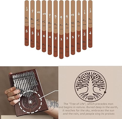 Miniatura 8 de Hluru Kalimba - Piano de pulgar para adultos y niños, tono de interpretación con kalimba partituras (madera de nogal de 21 teclas)