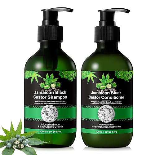 Champú y acondicionador de aceite de ricino negro jamaicano para adelgazar el cabello y volver a crecer, champú para engrosar el cabello revive,
