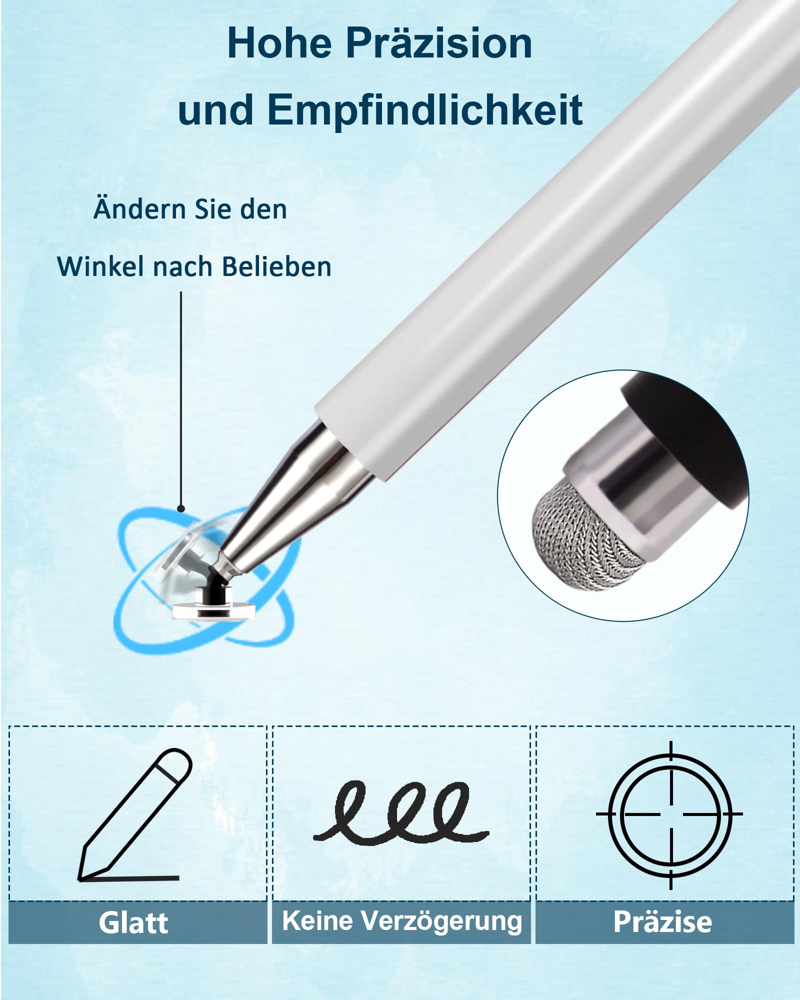 Stylet Universel Haute Précision pour Écrans Tactiles, Compatible Tablettes Smartphones Samsung Galaxy Android (Blanc/Noir)