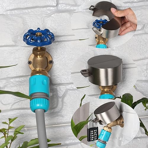 Miniatura 9 de Sistema de bloqueo de grifo para exteriores, dispositivo de bloqueo de válvula de compuerta, acero inoxidable para evitar el robo de agua por