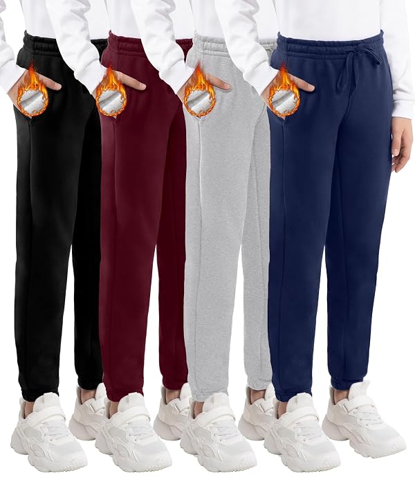 Siimcuzy 4 Pack Boys Sweatpants Fleece Elastic Cuff Joggers with Pockets by Siimcuzy - Used condition - US$31.91