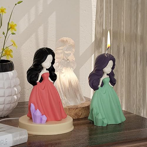 Miniatura 9 de Eforcase 2 moldes de vela para niñas, lindos moldes de silicona de princesa para hacer velas, fabricación de jabón, decoración, bricolaje