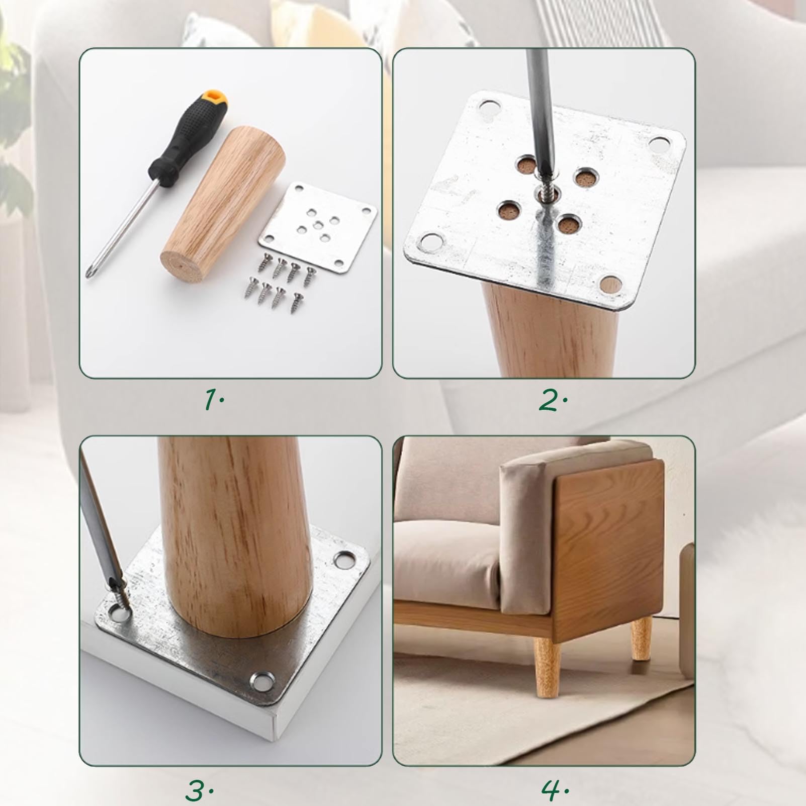 Drewniane nogi meblowe, 4 szt., dębowe nóżki zastępcze do sofy, stolika kawowego, szafki TV i krzesła, DIY, 10 cm, trwałe akcesoria do obróbki drewna